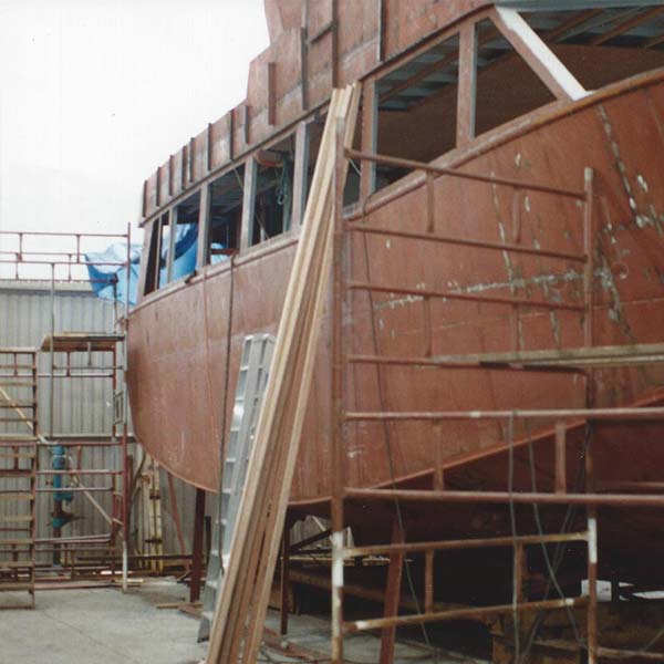 A custom built boat named The Royal Scot under construction